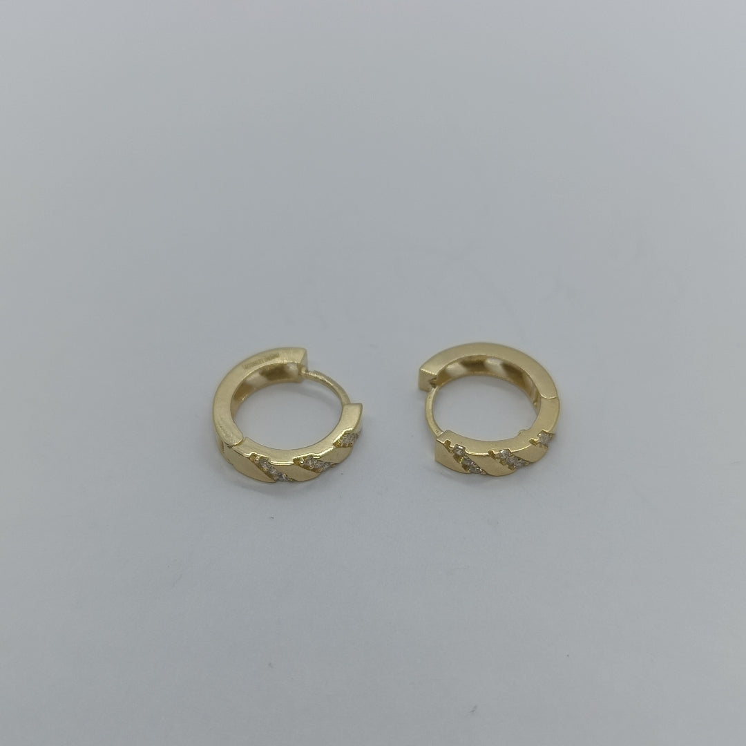 ARETES HUGGIES CON CIRCONIAS 14K 2.2 GR (NUEVO)