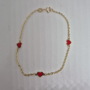 PULSERA ESPECIAL CON CORAZONES 14K 18 CM 1.4 GR (NUEVO)