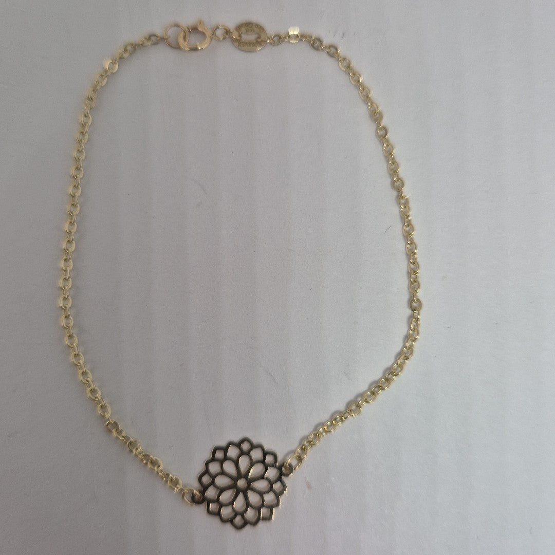 PULSERA TEJIDO ESPECIAL CON MANDALA 14K 18 CM 1.3 GR (NUEVO)