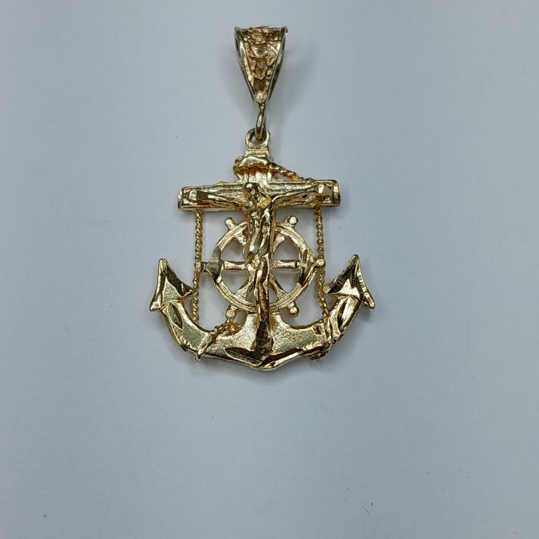 CRISTO EN ANCLA ORO 14 K 3,60 GRMS (SEMINUEVO)