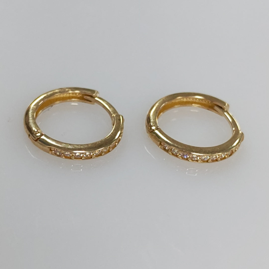ARETES HUGGIES C CIRCONIA 14K 1.6 GR (NUEVO)