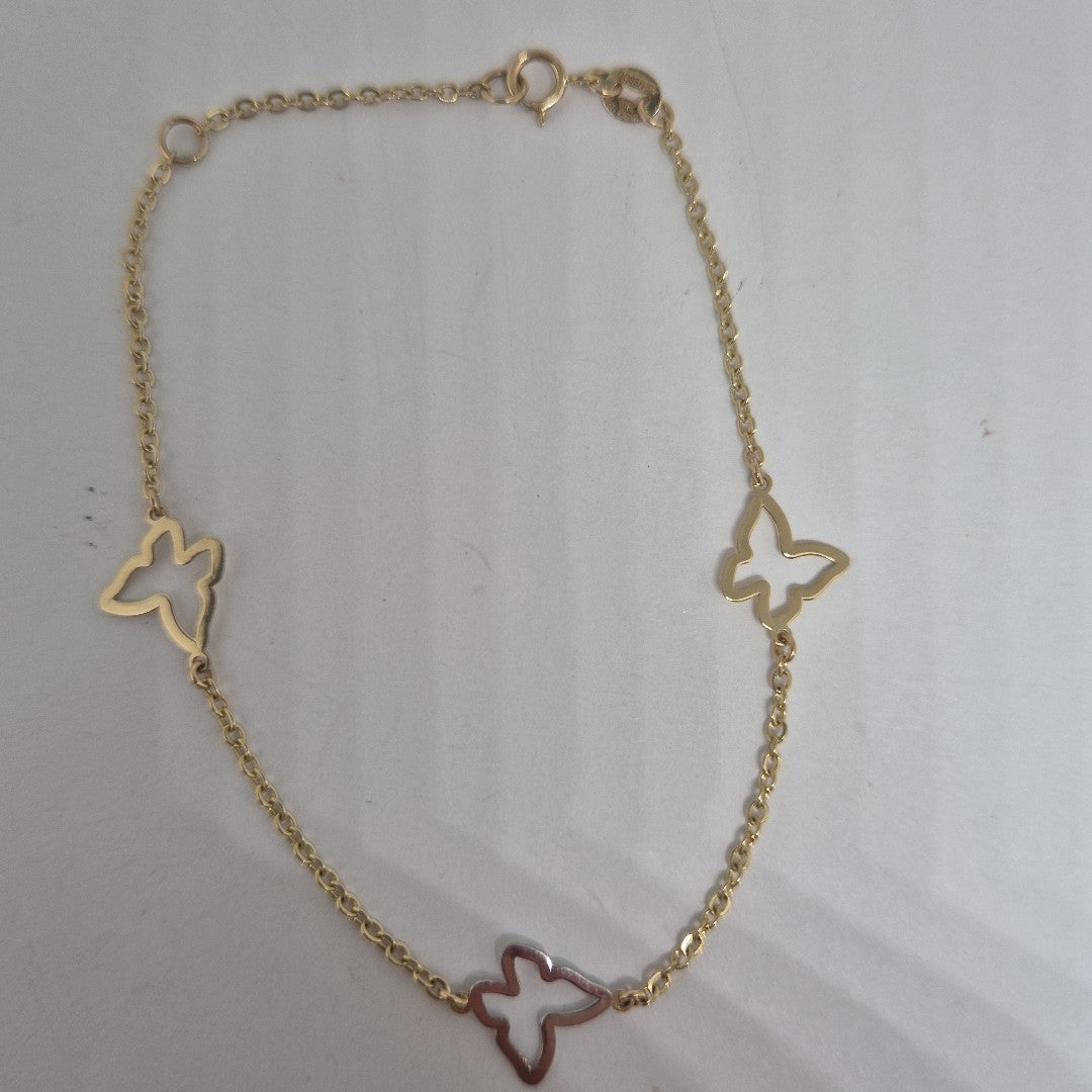 PULSERA ESPECIAL C MARIPOSAS 14K 18 CM 1.7 GR (NUEVO)