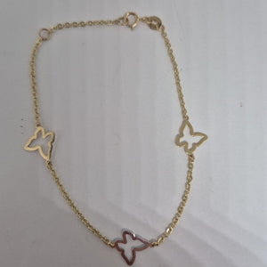 PULSERA ESPECIAL C MARIPOSAS 14K 18 CM 1.7 GR (NUEVO)