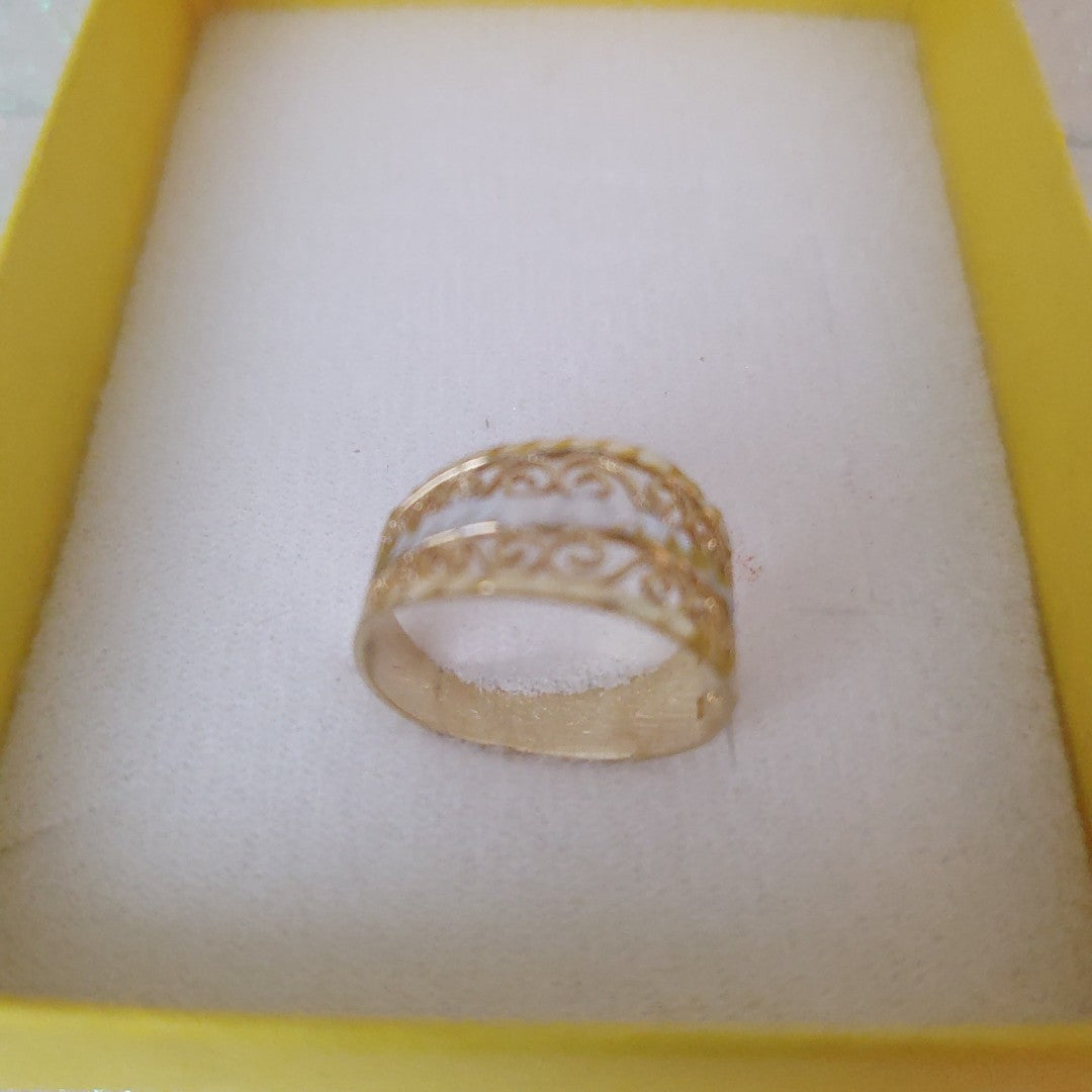 ANILLOS TIPO FILIGRANA COMBINADO 14K TALLA 7 2.6 GR (NUEVO)