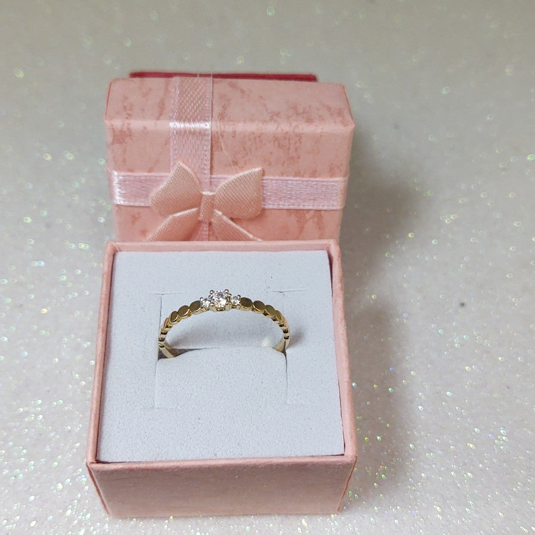ANILLO ANILLITO C CIRCONIAS 14K 8 TALLA 1.2 GR (NUEVO)