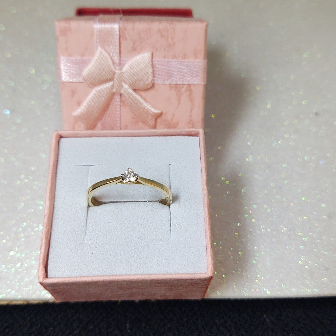 ANILLO ANILLITO SOLITARIO CIRCONIA 14K 8 TALLA 1.7 GR (NUEVO)