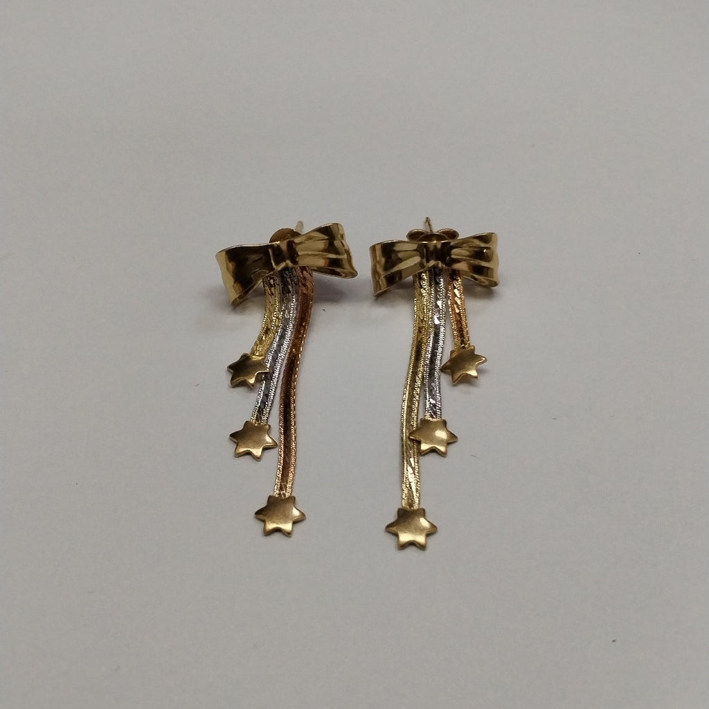 ARETES PAR ORO, ORO COMBINADO 14 K 3.4 GRMS (SEMINUEVO)