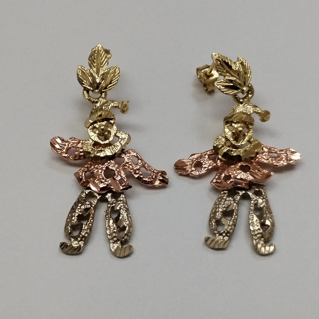 ARETES PAR ORO, ORO COMBINADO 14 K 4.4 GRMS (SEMINUEVO)