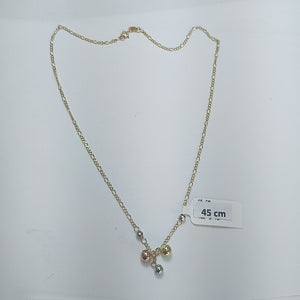CADENA GARGANTILLA 3X1 CON ESFERAS COMBINADAS 14K 45 CM 3.1 GR (NUEVO)