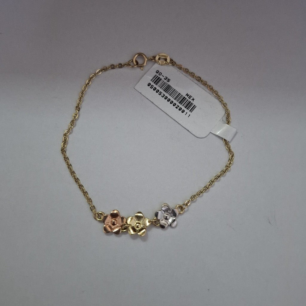 PULSERA TEJIDO ESPECIAL FIG FLORES 14K 18 CM 2 GR (NUEVO)