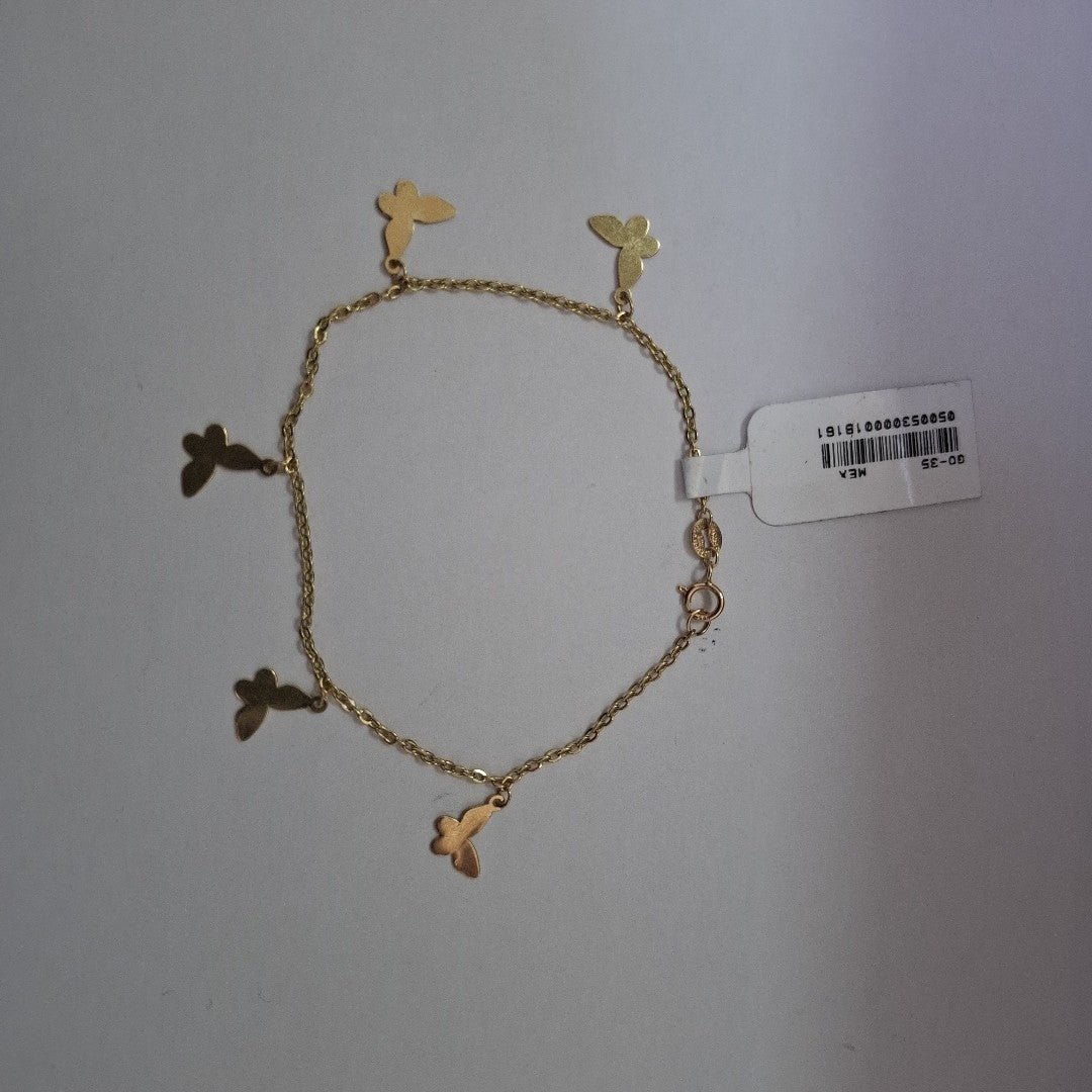 PULSERA ESPECIAL CON MARIPOSAS 14K 18 CM 2.1 GR (NUEVO)