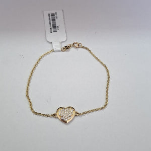 PULSERA TEJIDO ESPECIAL C CORAZON CIRCONIAS 14K 18 CM 2 GR (NUEVO)