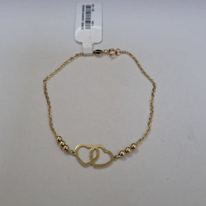 PULSERA TEJIDO ESPECIAL C CORAZONES 14K 18 CM 1.7 GR (NUEVO)