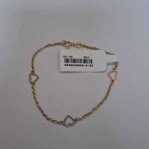 PULSERA ESPECIAL CON CORAZONES 14K 18 CM 1.3 GR (NUEVO)