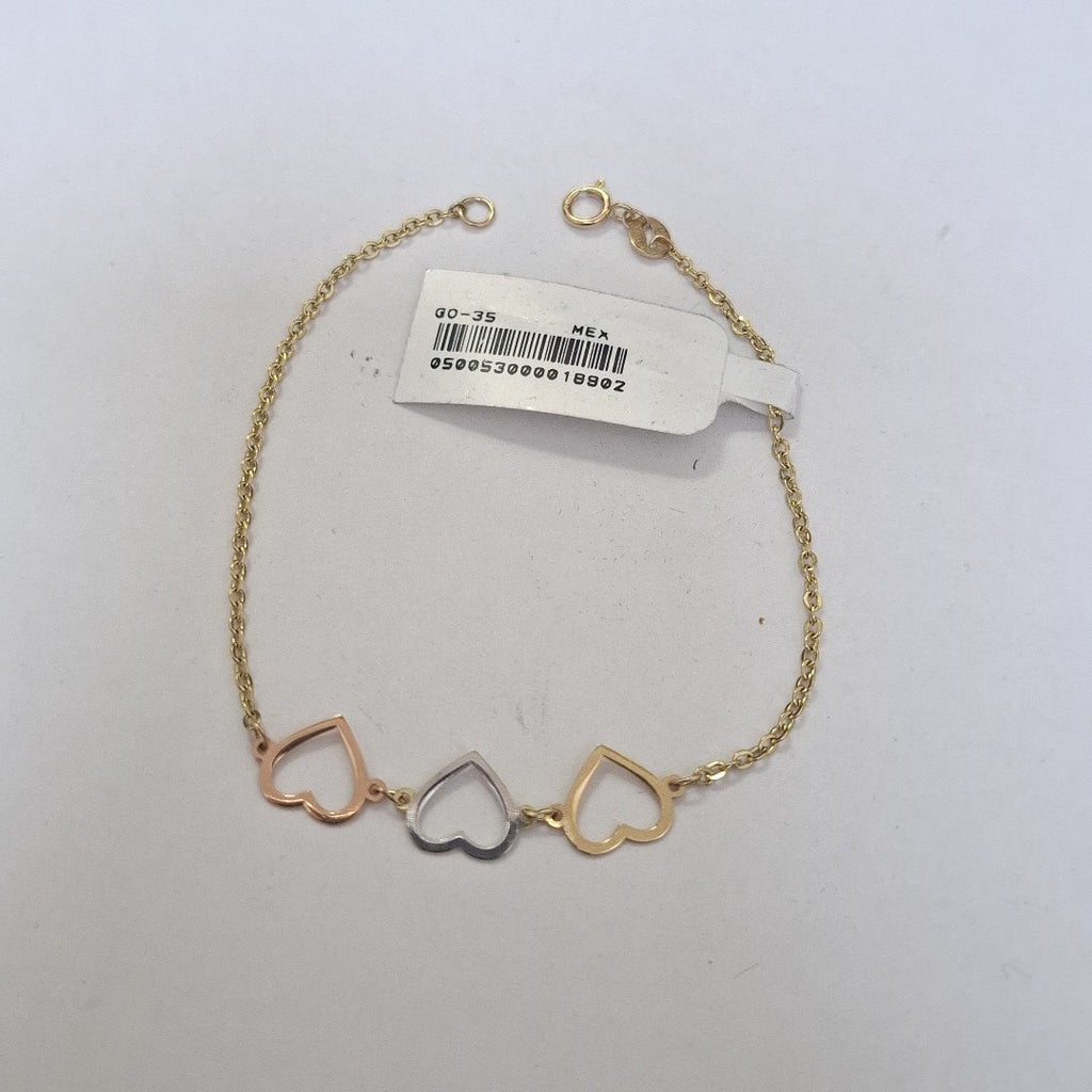 PULSERA ESPECIAL CON CORAZONES 14K 18 CM 1.3 GR (NUEVO)