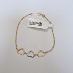 PULSERA ESPECIAL CON CORAZONES 14K 18 CM 1.3 GR (NUEVO)