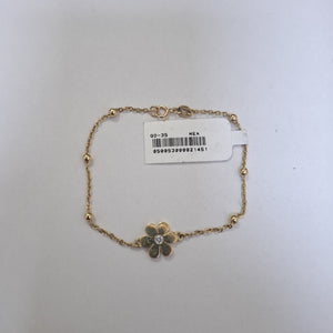 PULSERA TEJIDO ESPECIAL FLOR CON CIRCONIA 14K 18 CM 2.5 GR (NUEVO)