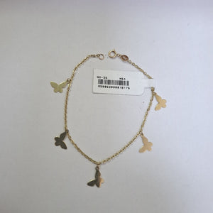 PULSERA ESPECIAL CON MARIPOSAS 14K 18 CM 2.1 GR (NUEVO)