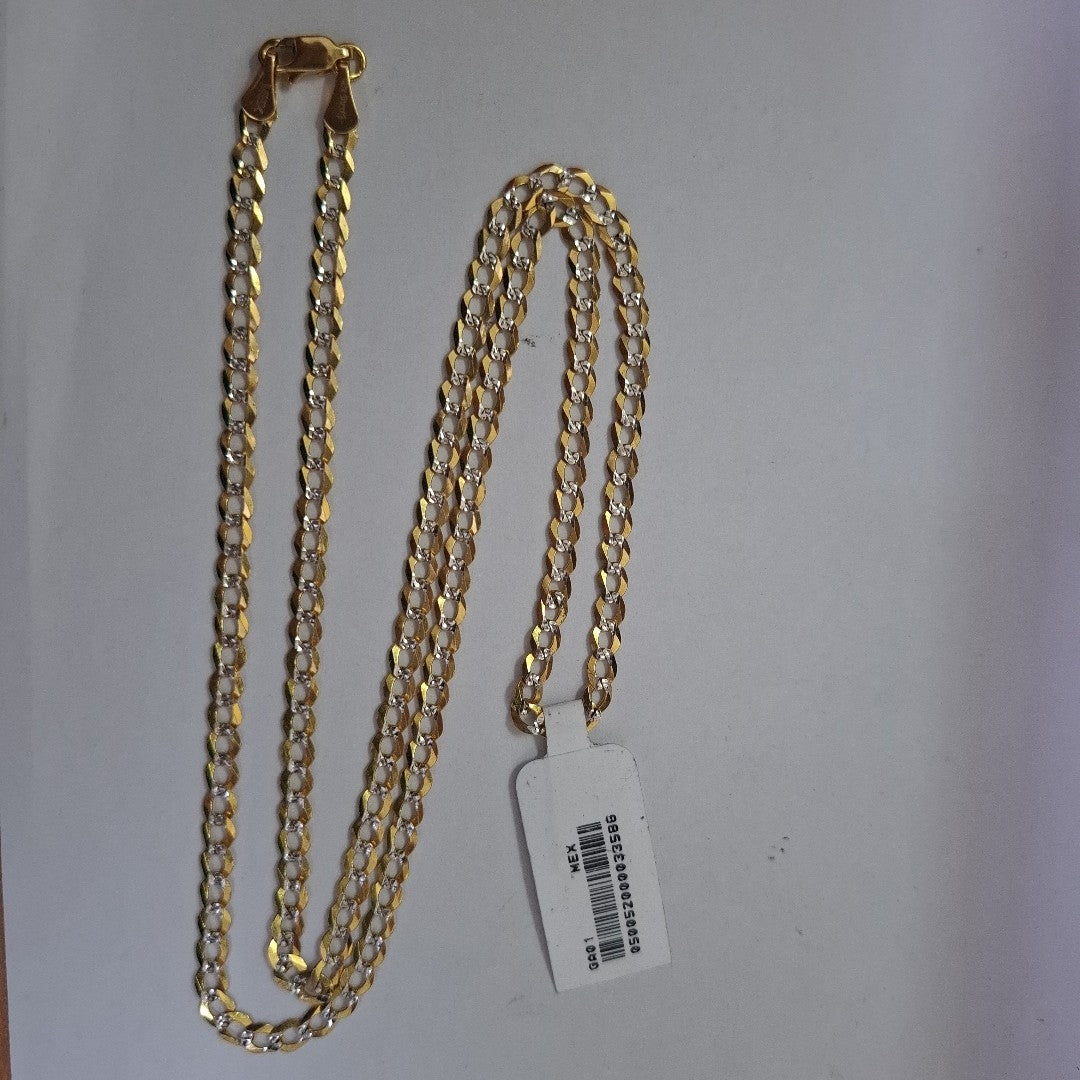 CADENAS BARBADA DIAMANTADA ORO 14K 60 CM 9.4 GR (NUEVO)