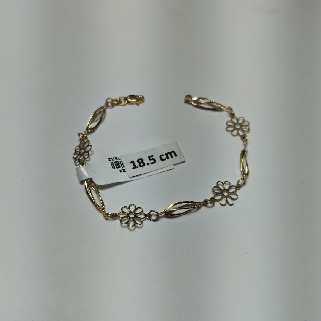 PULSERA ESPECIAL CON FLORES 14K 18 CM 2.7 GR (NUEVO)
