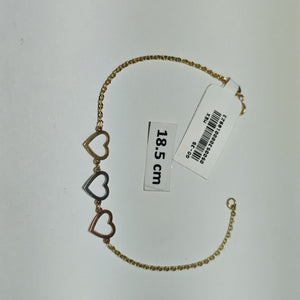PULSERA ESPECIAL CON CORAZONES 14K 18 CM 1.4 GR (NUEVO)