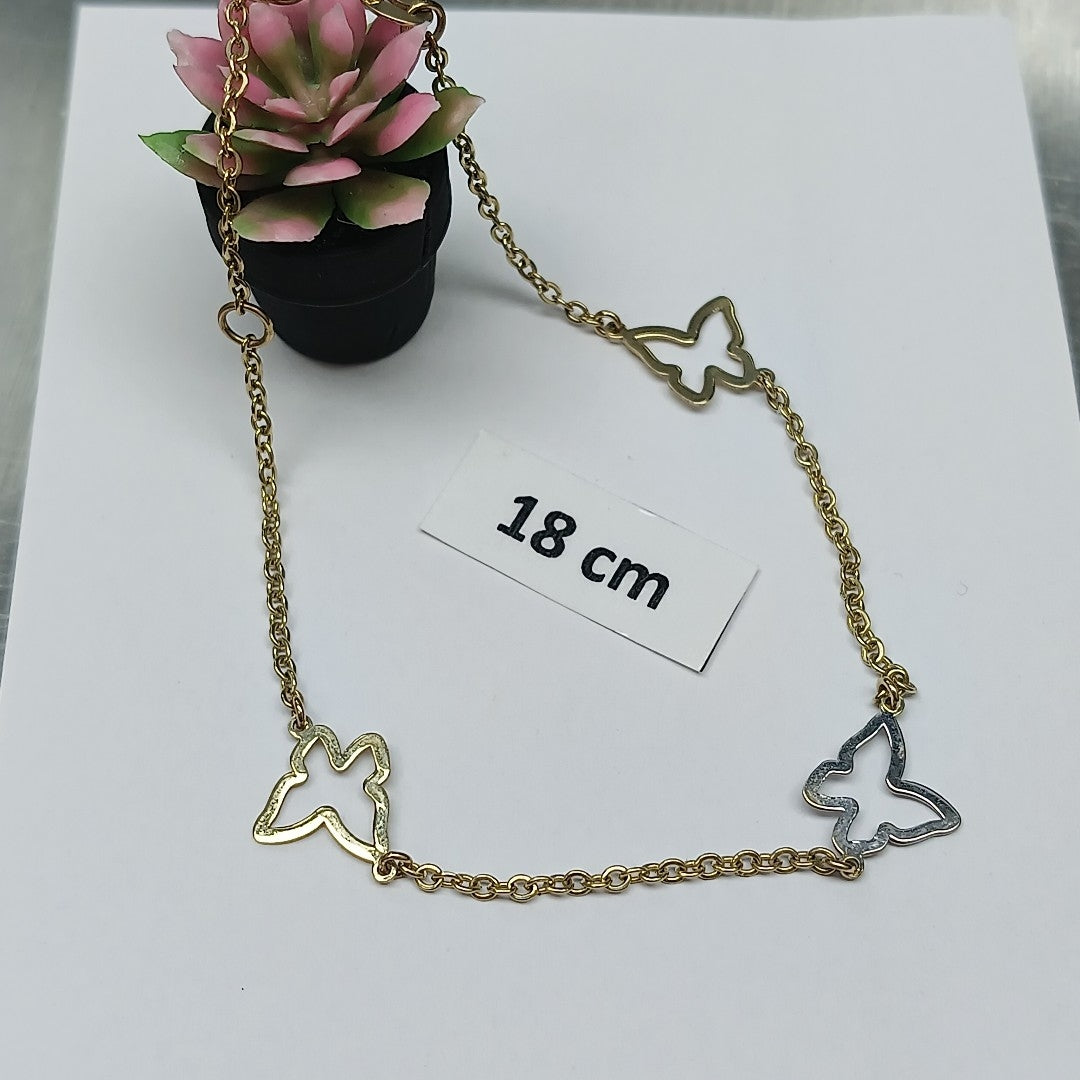 PULSERA ESPECIAL C MARIPOSAS 14K 18 CM 1.7 GR (NUEVO)