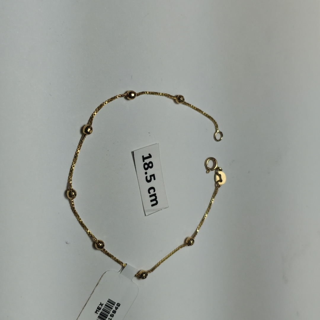 PULSERA ESPECIAL CON BOLITAS 14K 18 CM 1.4 GR (NUEVO)