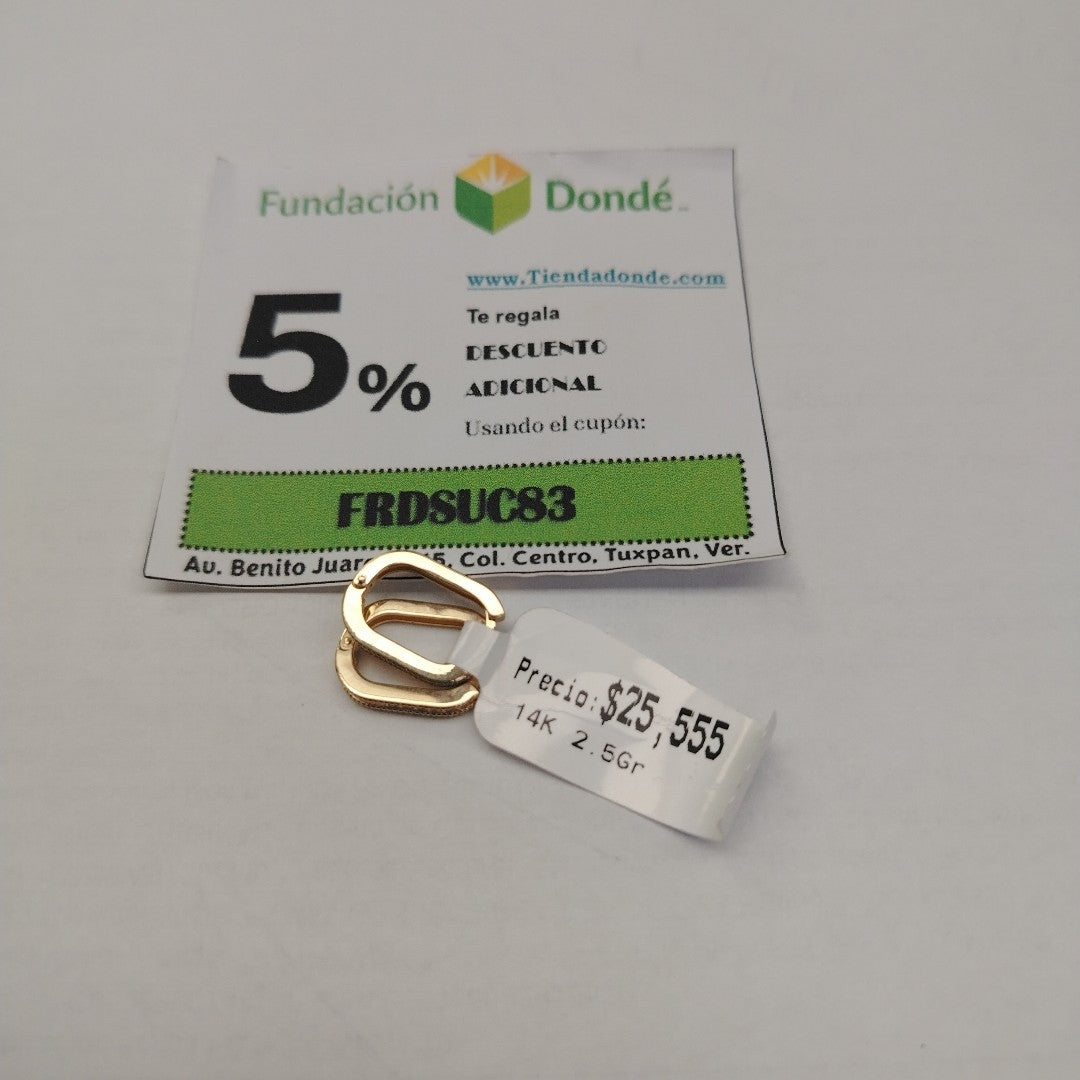 ARETES HUGGIES OVALADA C CIRCONIAS 14K 2.5 GR (NUEVO)