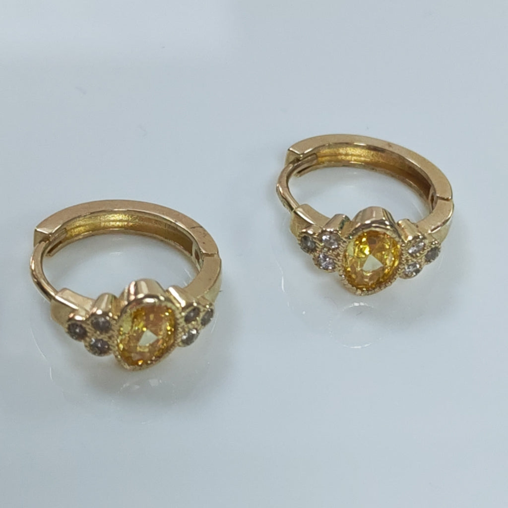 ARETES ARRACADAS CON CIRCONIAS Y PDRAS COL 14K 3.2 GR (NUEVO)