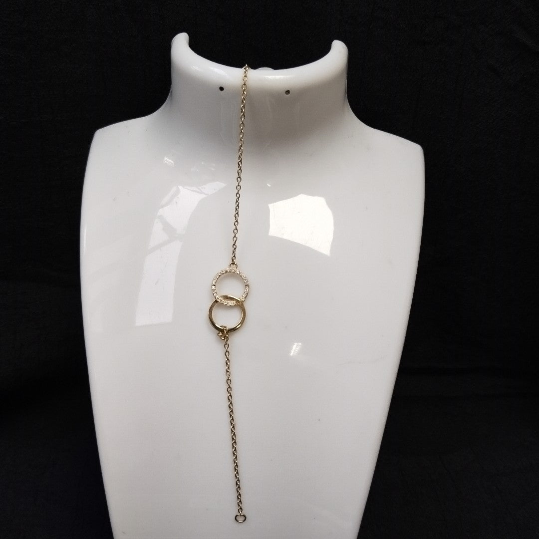PULSERA TEJIDO ESPECIAL FIG AROS UNIDOS C CIRCS 14K 18 CM 2.1 GR (NUEVO)