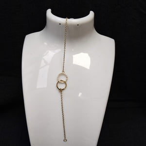 PULSERA TEJIDO ESPECIAL FIG AROS UNIDOS C CIRCS 14K 18 CM 2.1 GR (NUEVO)