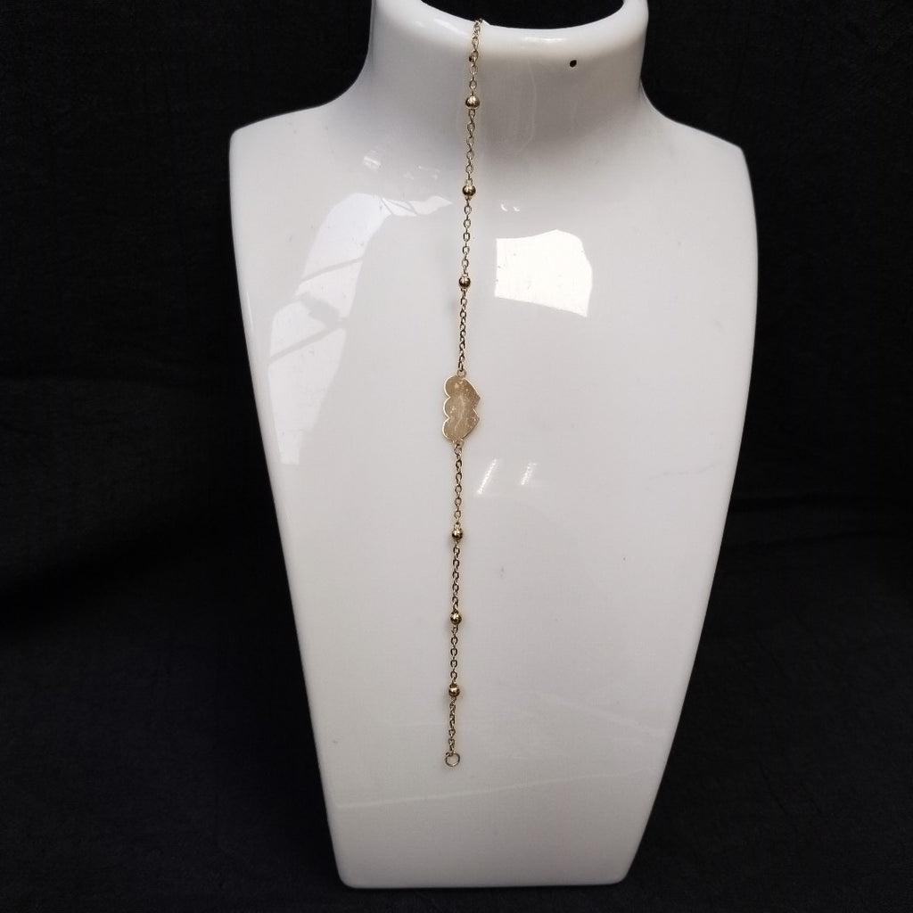 PULSERA TEJIDO ESPECIAL CON DOS CORAZONES 14K 18 CM 1.7 GR (NUEVO)
