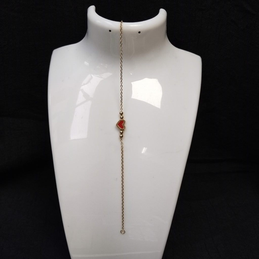 PULSERA TEJIDO ESPECIAL C CORAZON ROJO 14K 18 CM 2 GR (NUEVO)
