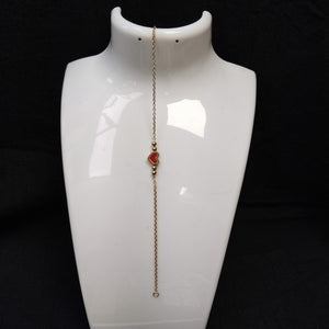 PULSERA TEJIDO ESPECIAL C CORAZON ROJO 14K 18 CM 2 GR (NUEVO)