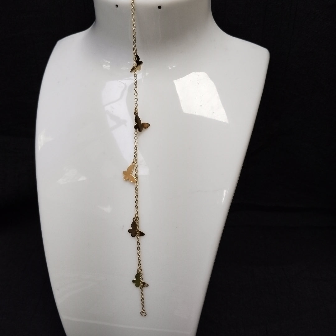 PULSERA ESPECIAL CON MARIPOSAS 14K 18 CM 2.1 GR (NUEVO)
