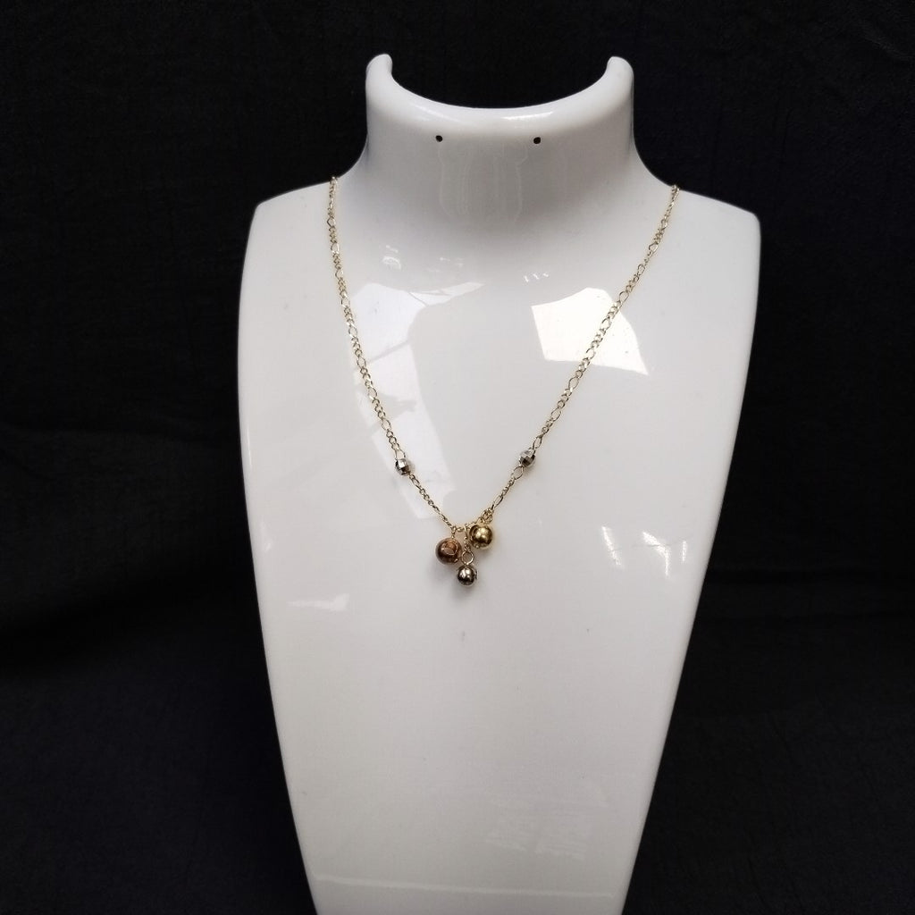 CADENA GARGANTILLA 3X1 CON ESFERAS COMBINADAS 14K 45 CM 3.1 GR (NUEVO)