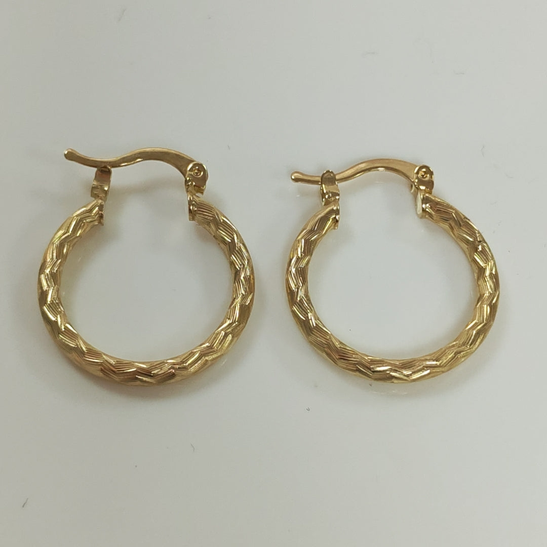 ARETES ARRACADAS LABRADAS 14K 2 GR (NUEVO)