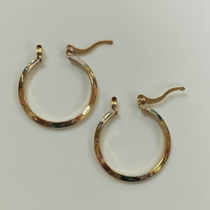 ARETES TEJIDO ARRACADAS BISELADAS COMBINADAS 14K 1.4 GR (NUEVO)