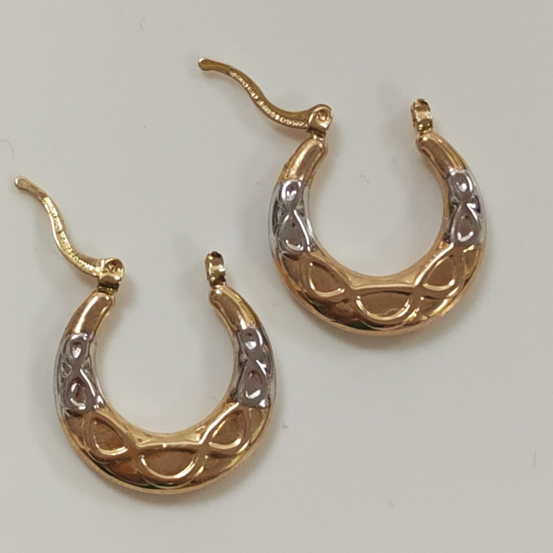 ARETES ARRACADAS COMBINADAS CON INFINITO 14K 2.3 GR (NUEVO)