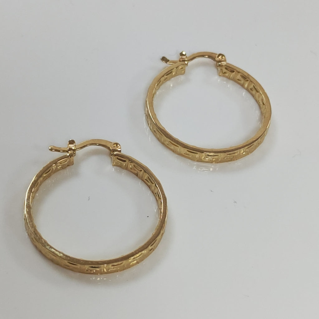 ARETES TEJIDO ARRACADA CON GRECAS 14K 2.7 GR (NUEVO)