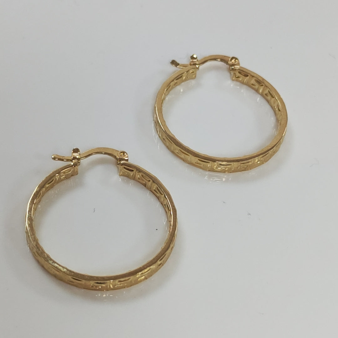 ARETES TEJIDO ARRACADA CON GRECAS 14K 2.7 GR (NUEVO)