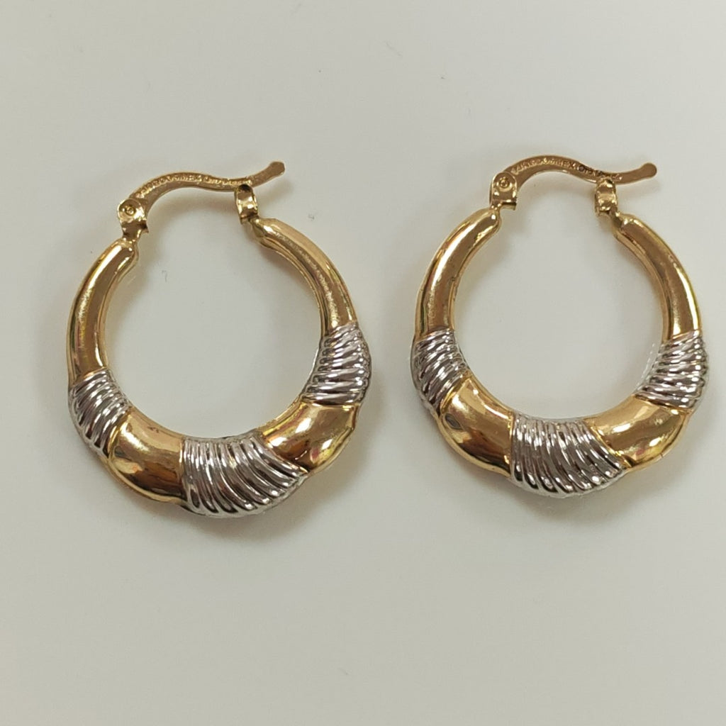 ARETES ARRACADAS HUECAS COMBINADAS 14K 2.6 GR (NUEVO)