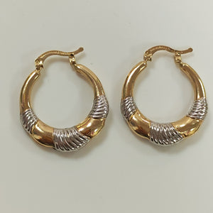 ARETES ARRACADAS HUECAS COMBINADAS 14K 2.6 GR (NUEVO)