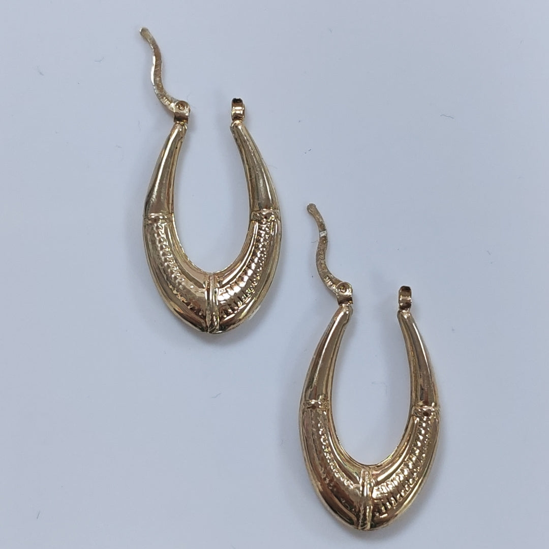 ARETES ARRACADAS ESTRIADAS 14K 2.6 GR (NUEVO)