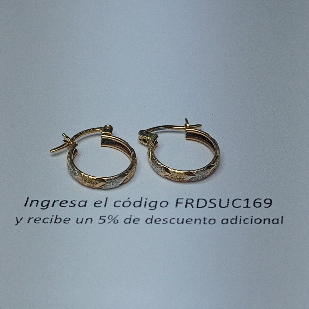 ARRACADAS PAR ORO, ORO COMBINADO 14 K 1.6 GRMS (SEMINUEVO)