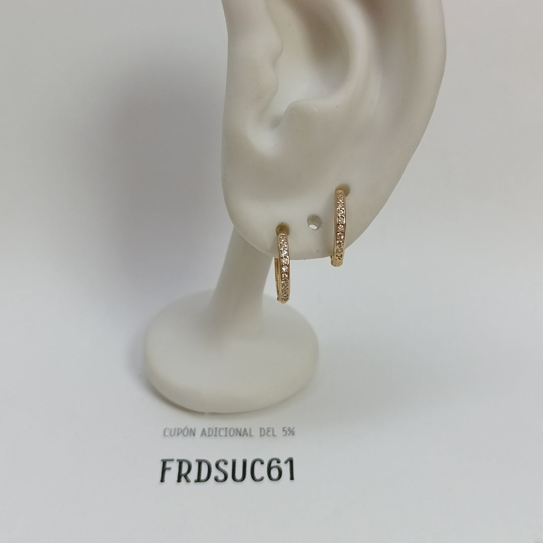 ARETES HUGGIES C CIRCONIA 14K 1.7 GR (NUEVO)