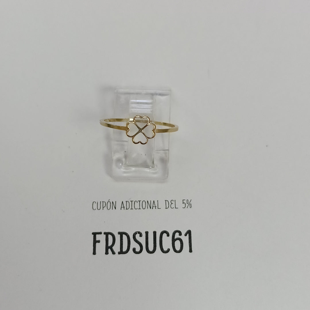 ANILLOS ANILLITO FIG TREBOL 4 HOJAS 10K TALLA 8 0.7 GR (NUEVO)