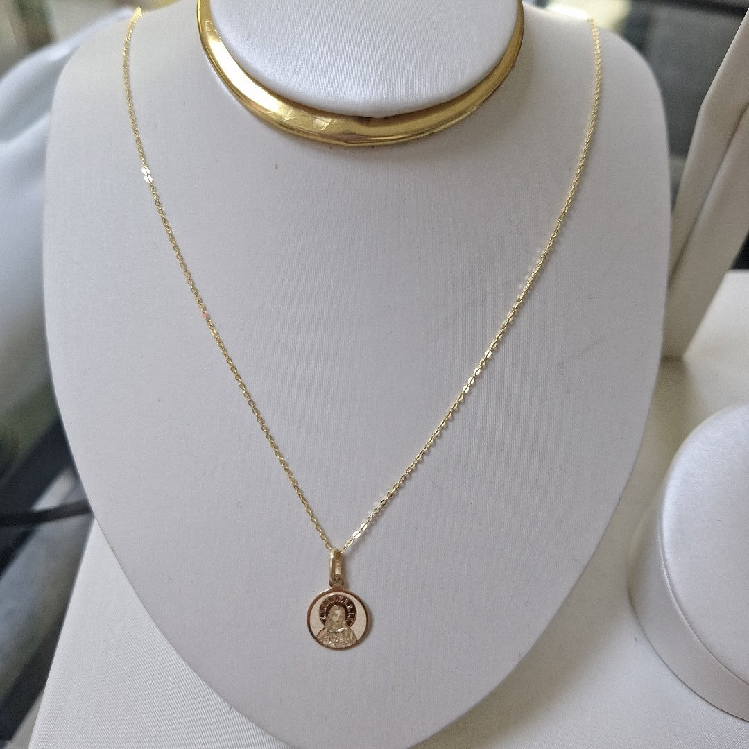 CADENA,MEDALLA RELIGIOSA ORO 14 K 1,10 GRMS (SEMINUEVO)