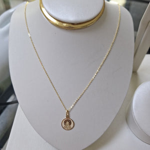 CADENA,MEDALLA RELIGIOSA ORO 14 K 1,10 GRMS (SEMINUEVO)