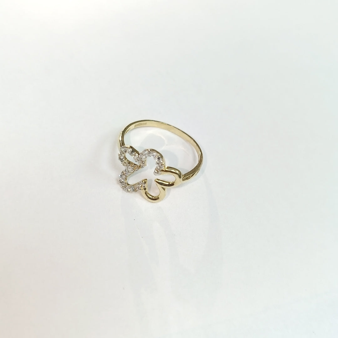 ANILLOS FIG FLOR C CIRCONIAS 14K TALLA 8 1.6 GR (NUEVO)